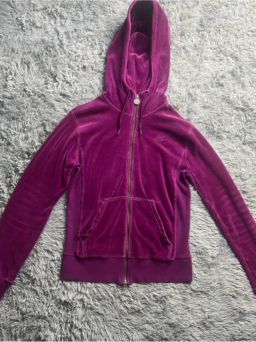 Nike Velour Zip-Up Hoodie in Purple